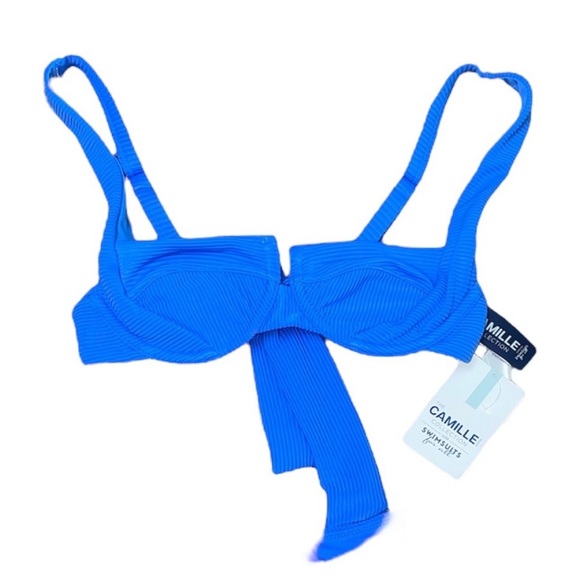 NWT Swimsuits For All Ribbed Electric Blue Bikini Swim Set (size S) - Picture 2 of 13